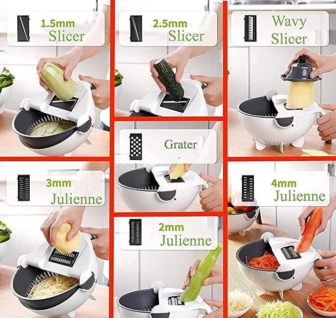 9 in 1 Plastic Magic Rotate Vegetable Cutter