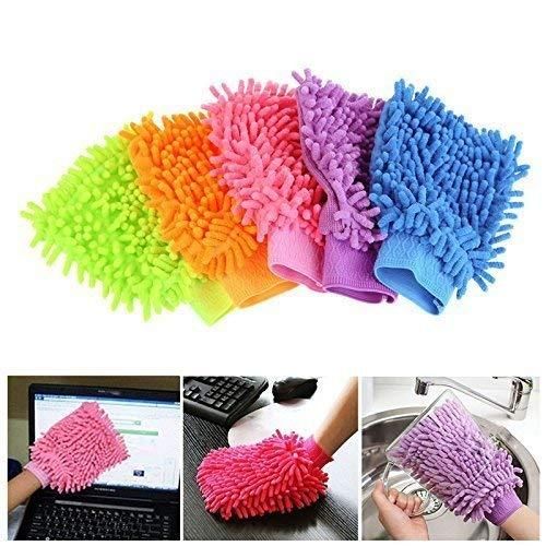 2 in 1 Soap Dispenser  With Microfiber Wash Dust Cleaning Gloves ( 380 ml,)