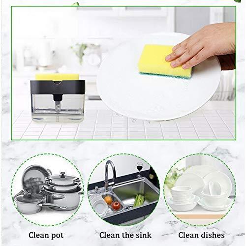 2 in 1 Soap Dispenser  With Microfiber Wash Dust Cleaning Gloves ( 380 ml,)