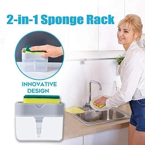 2 in 1 Soap Dispenser  With Microfiber Wash Dust Cleaning Gloves ( 380 ml,)