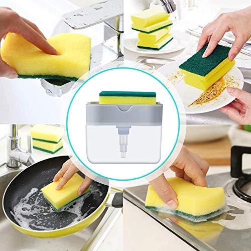 2 in 1 Soap Dispenser  With Microfiber Wash Dust Cleaning Gloves ( 380 ml,)