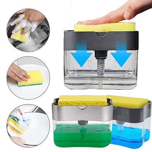 2 in 1 Soap Dispenser  With Microfiber Wash Dust Cleaning Gloves ( 380 ml,)